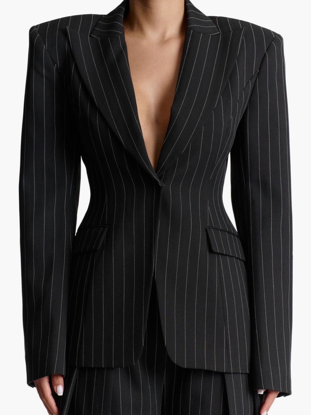 Naked Wardrobe Black Pinstripe Tailored Blazer